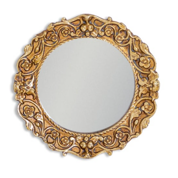 Antiqued Gold Ornate Framed Small Mirror