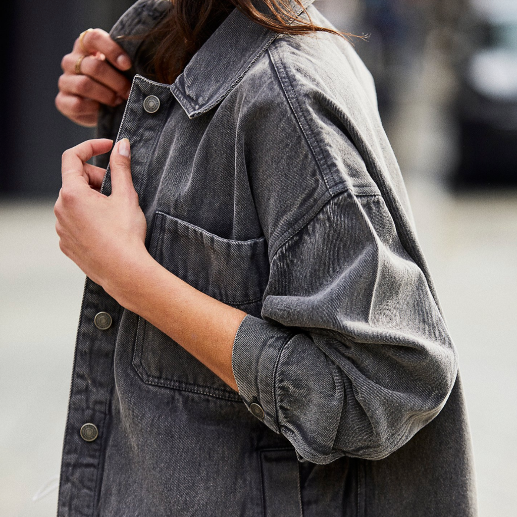 Free people oversized denim sales jacket