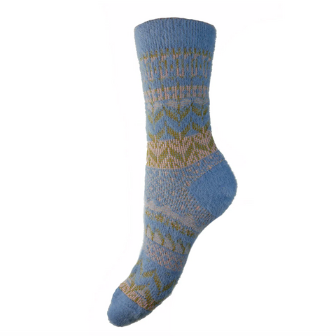 Blue & Pink Scandi Wool Blend Socks