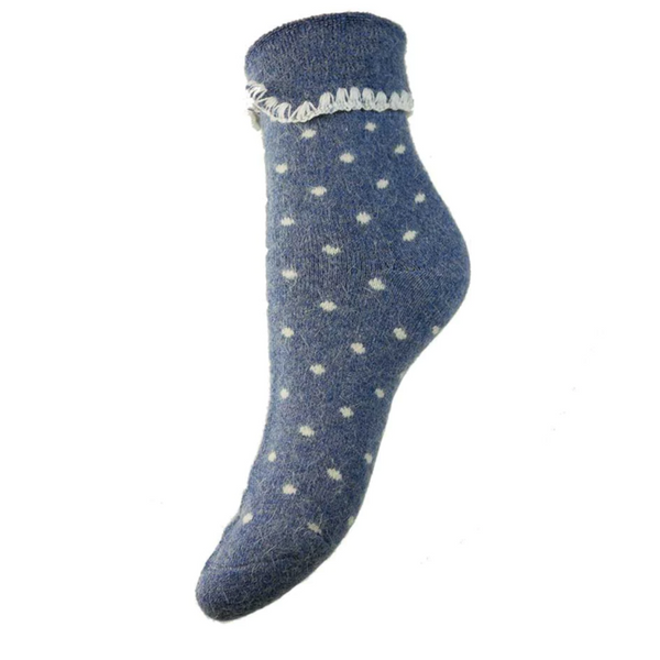 Jess & Lou  Dot Cuff Socks - Blue & Cream