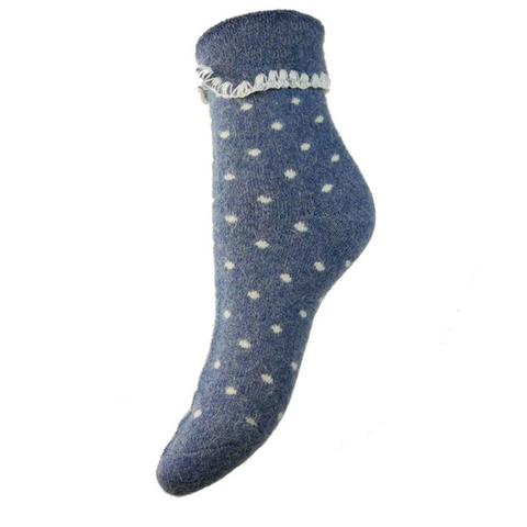 Jess & Lou  Dot Cuff Socks - Blue & Cream