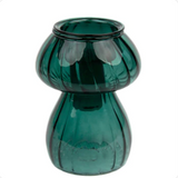 Mushroom Glass Candle Holder - Green