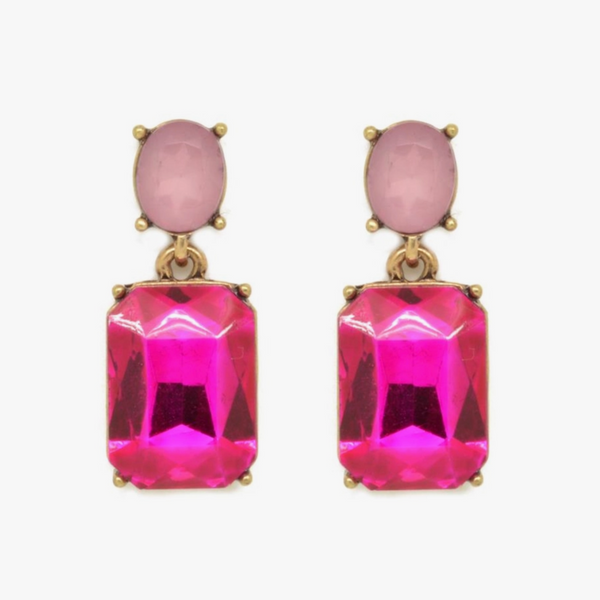 Last True Angel Oval Twin Gem Earring - Pink