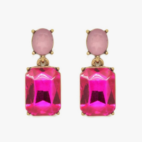Last True Angel Oval Twin Gem Earring - Pink
