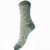 Green/Cream Patterned Wool Blend Socks