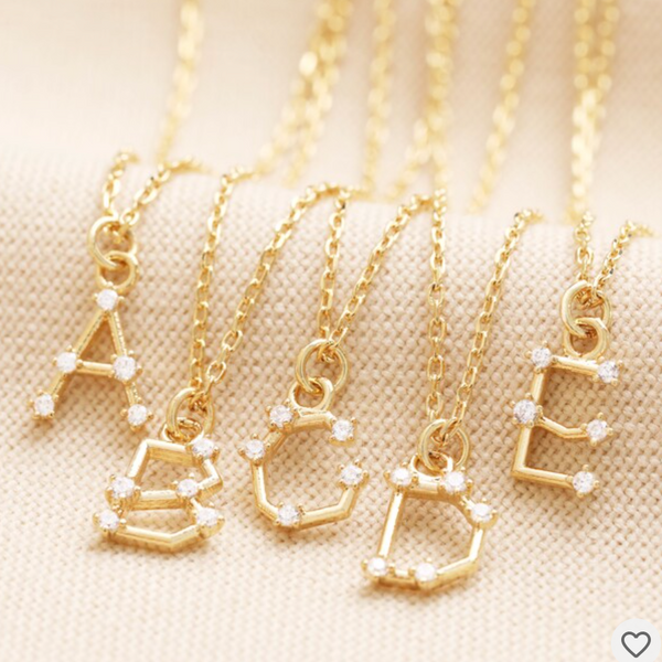 Lisa Angel Crystal Constellation Initial Necklace in Gold