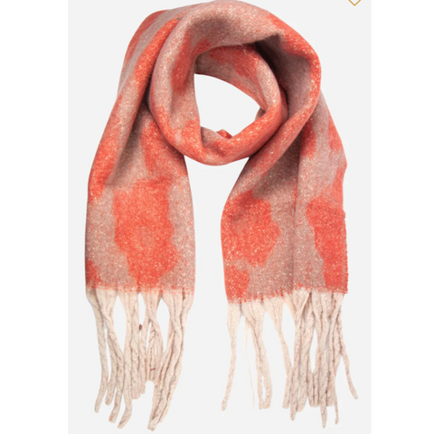 Large Leopard Print Blanket Scarf in Burnt Orange