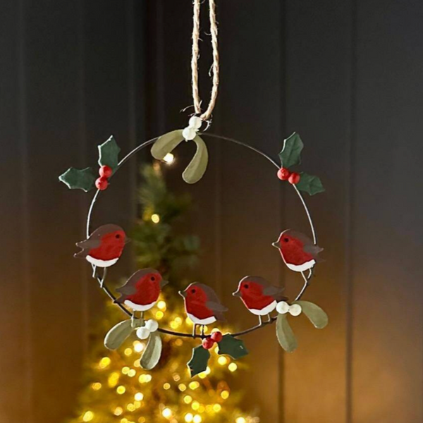 Shoeless Joe Robin Ring Hanging Christmas Decoration