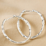Lisa Angel Textured Hoop Earrings - Silver