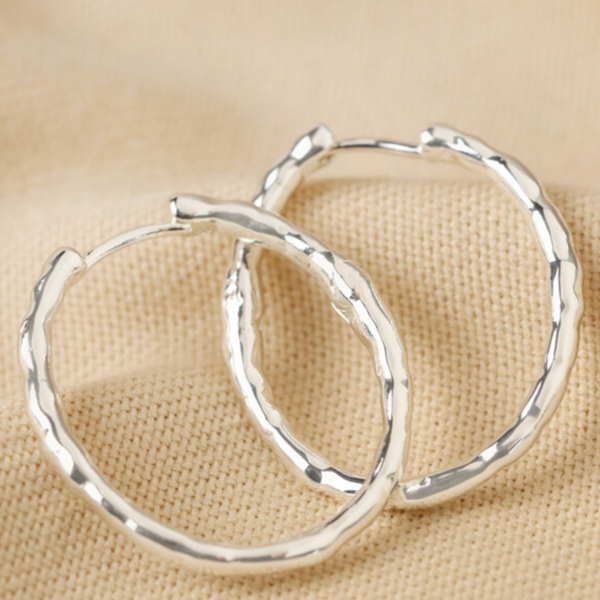 Lisa Angel Textured Hoop Earrings - Silver