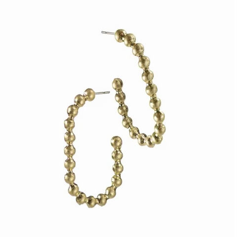 Hot Tomato Ball Chain Demi Hoops - Worn Gold