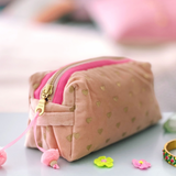 Gold Heart Cosmetic Pouch