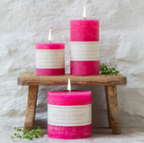 Rustic Pillar Candle Fushia