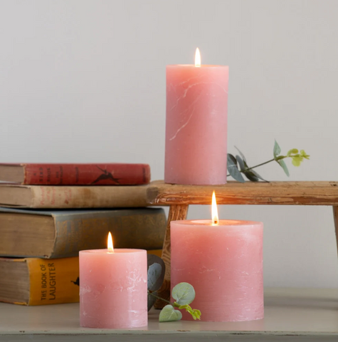 Rustic Pillar Candle Dusky Pink