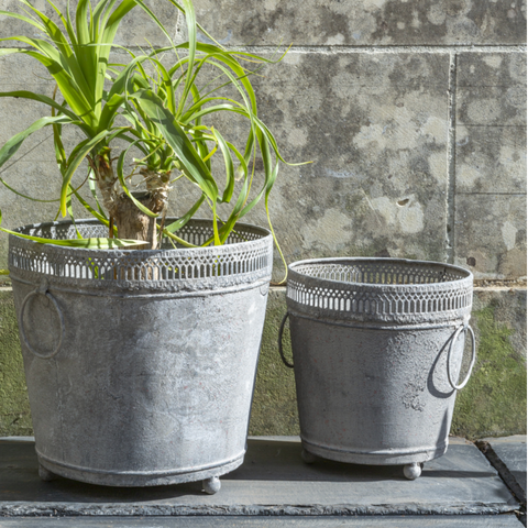 Ornate Zinc Planter with Handles - Medium