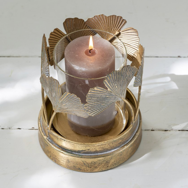 Gingko Leaf Hurricane Lamp