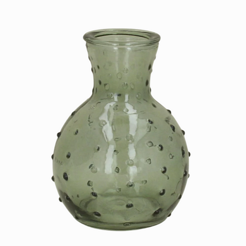 Green Dimple Dotty Stem Vase