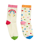 Rockahula Rainbow Hearts 2-Pack Organic Cotton Socks