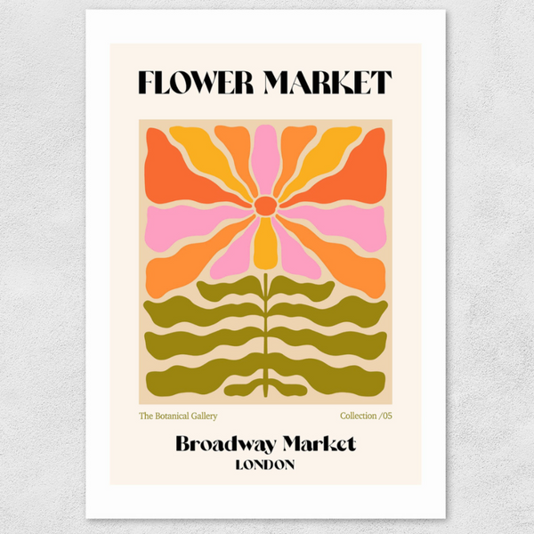 Broadway Flower Market Print in Black Frame
