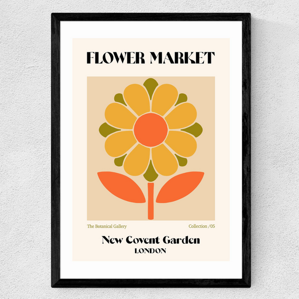 New Covent Garden Flower Market Print in Black Frame
