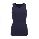 Black Colour Ena Rib Tank Top - Navy