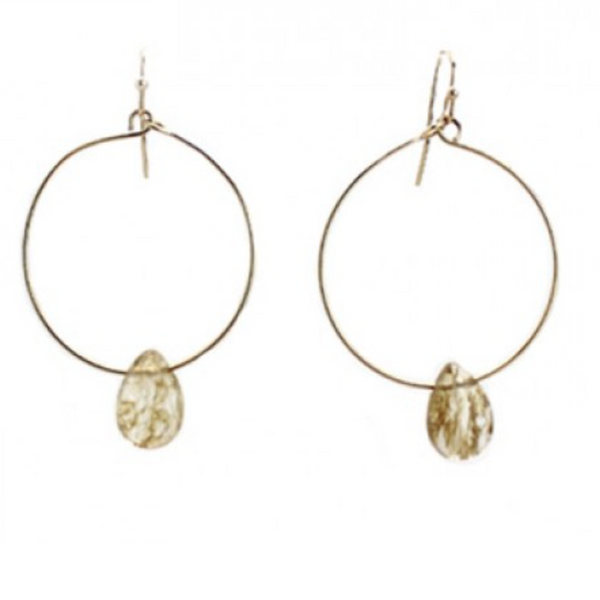 Isles & Stars Stone With Round Wire Earrings - Gold
