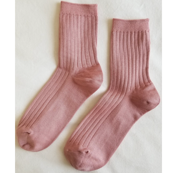 Le Bon Shoppe Her Cotton Ribbed Socks - Desert Rose