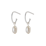 One & Eight Pearl Silver Drop Studs