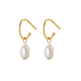 One & Eight Pearl Gold Hoop Earrings