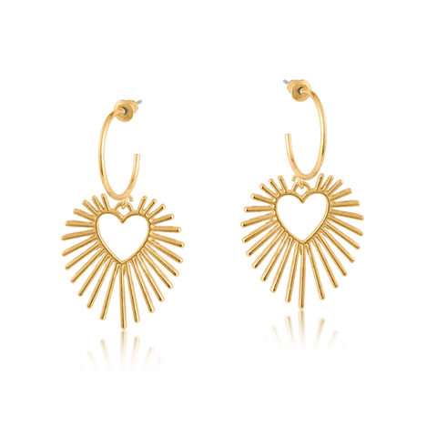 Big Metal Selena Sunburst Hoop Earrings - Gold