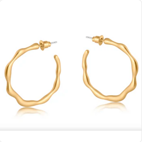 Big Metal Martina Branch Hoop Earrings Gold