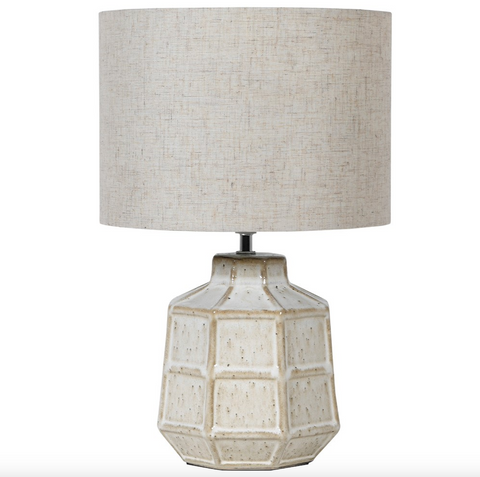 Off White Hexagonal Table Lamp with Linen Shade