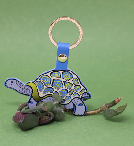 Easy Going Tortoise Key Ring - Cornflower