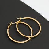 White Leaf Medium Simple Hoop in Gold