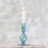 Ingrid Glass Candlestick Holder - Blue