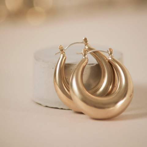 Roake Della Brass & Silver Drop Hoop Earrings
