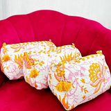 Quilted Wash Bag - Pink & Mustard