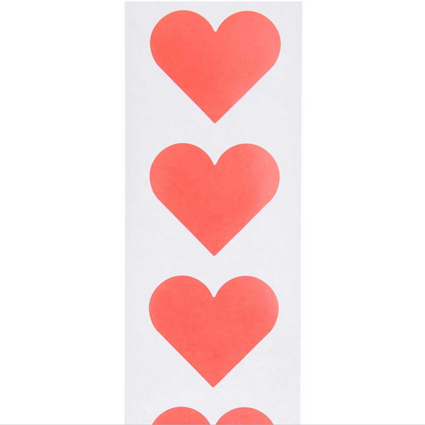 Paper Poetry Heart Stickers - Neon Red