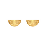 White Leaf Etched Fan Earrings - Gold
