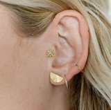 White Leaf Etched Fan Earrings - Gold