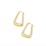 White Leaf Twist Hoop Earrings in Gold