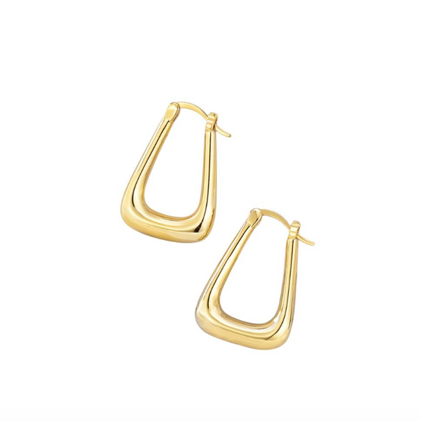 White Leaf Twist Hoop Earrings in Gold