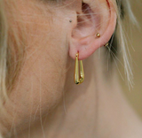 White Leaf Twist Hoop Earrings in Gold