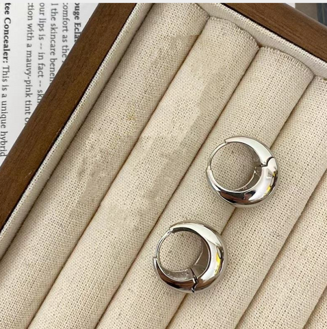 Last True Angel Chubby Huggie Hoop Earring in Silver