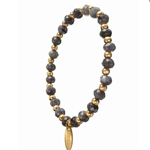 Facetted Cry & Metal Bead Blend - Even - Gold/Smoke