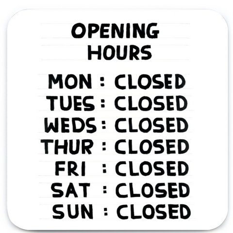 Opening Hours Coaster By David Shrigley