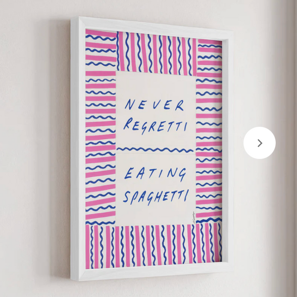 Never Regretti Eating Spaghetti Framed Print