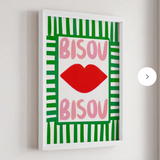 Nephthys Illustrated Bisou Bisou Green Stripe Framed Print