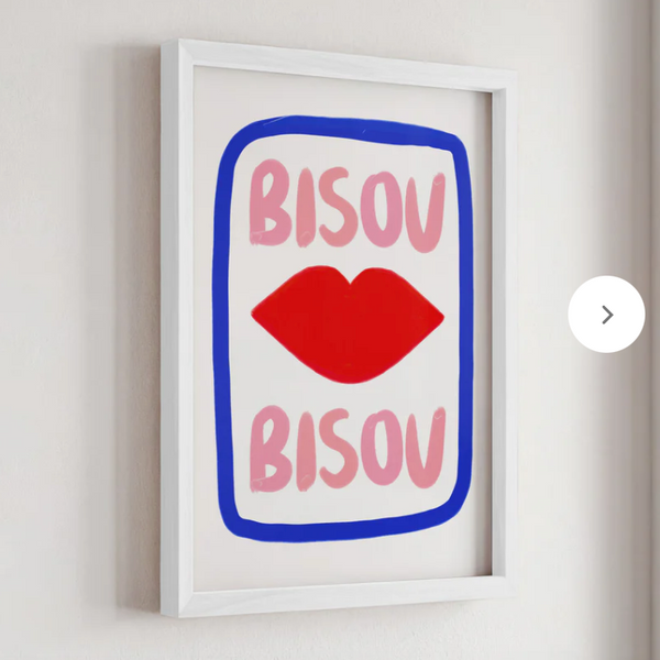 Bisou Bisou Red Lips Framed Print