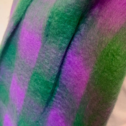 Colour Block Super Soft Checked Scarf - Purple/Green